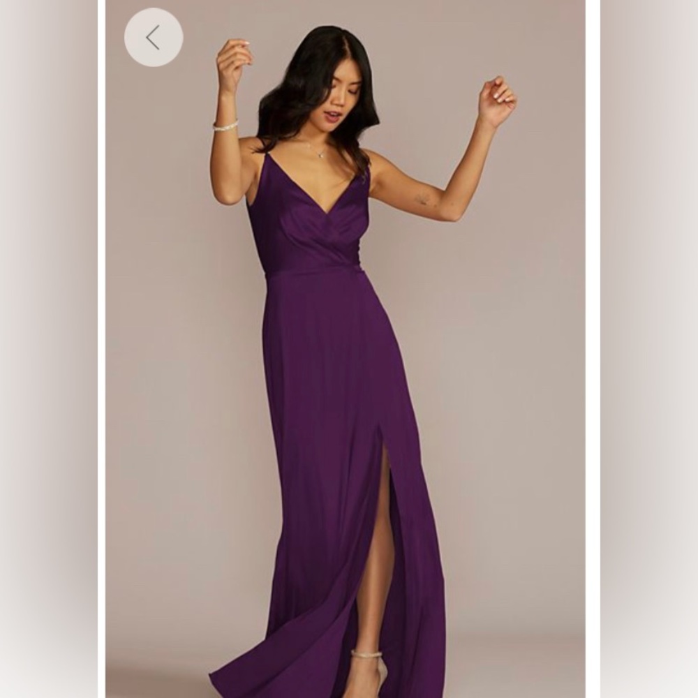 stretch charmeuse cowl back bridesmaid dress